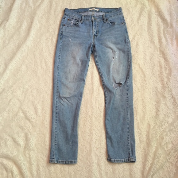 Levi's Denim - Levi’s distressed light wash boyfriend ankle jeans